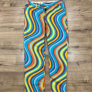 LoudMouth Wavy Lines Multicolor Golf Pants Size 34
